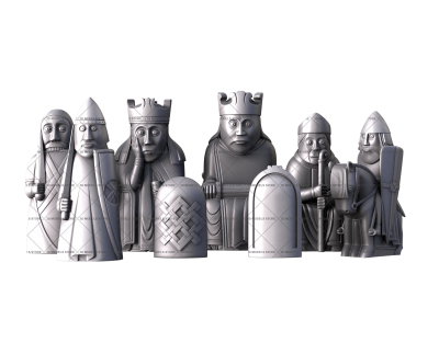 The Lewis chess pieces, 3d models (stl)